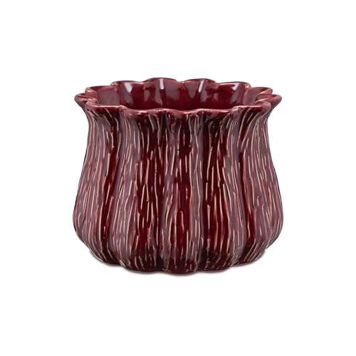 RITUALI Domestici - FACCIOLUCE Candle Holder Red Gold M, 11x11x15 h cm, Cement Resin Collection