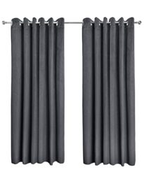 "Emma Barclay Midnight Velvet Eyelet Curtains - Heavyweight Soft Embossed Velvet Ring Top Room Darkening Curtains for Bedroom & Living Room (Charcoal Grey, W 46"" x L 54"" (2 Panels), Window Curtain)"