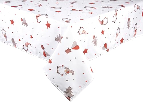 Excelsa Gnome Rectangular Tablecloth, 70% Cotton and 30% Polyester, 140 x 180 cm, Christmas Decoration (Cm. 140 x 180)
