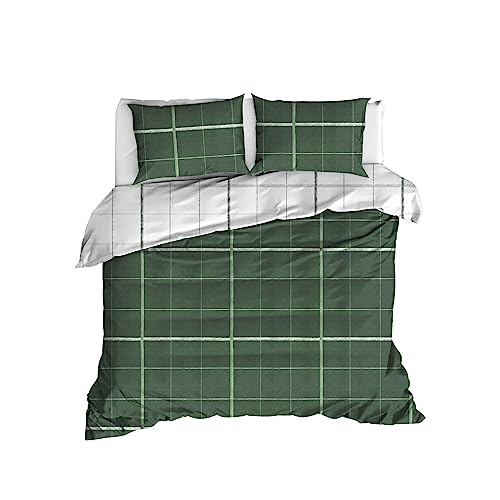 WELL HOME MOBILIARIO & DECORACIÓN Duvet Cover Set + 2 Pillowcases 240 x 220 cm Green White