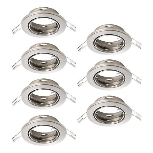Eglo Set of 7 recessed spotlights Agulo, Swivel Ceiling Lights, Round Spots Without Bulbs, Silver Steel Lamps, GU10 Base, Ø 8.6 cm