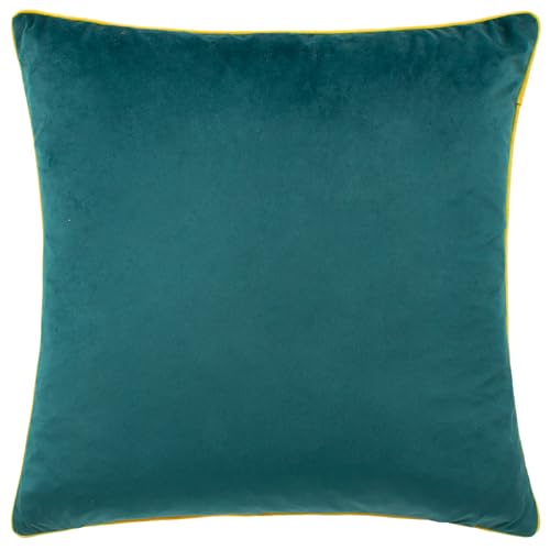 furn. Meridian Polyester Filled Cushion – Luxury Contrast Piped Velvet Decorative Pillow (Teal/Cylon - 45x45cm)