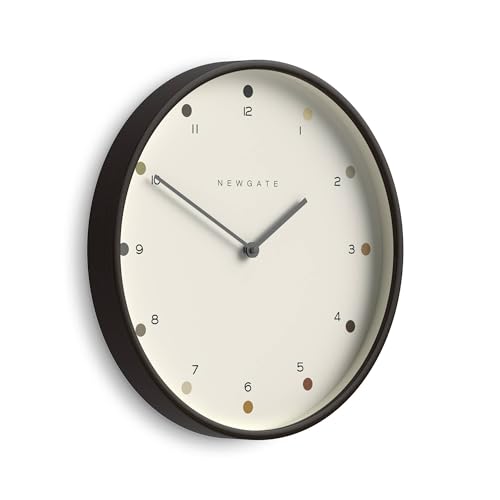 NEWGATE® Mr Clarke wall clock - Large scandi inspired plywood clock - 40cm - Dark wood case with designer dot dial - Modern minimalist design for kitchen, living room or office