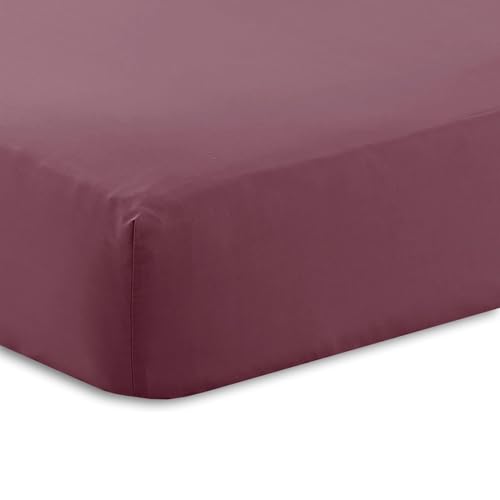 Kampala Hill Percale Double Fitted Sheet Extra Deep Bedding Plum
