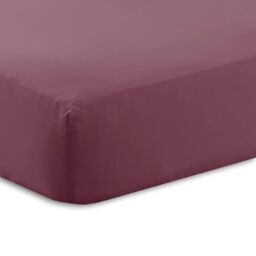 Kampala Hill Percale Double Fitted Sheet Extra Deep Bedding Plum