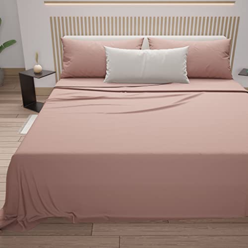 PETTI Artigiani Italiani - Cotton Sheets, French Double Bed Sheets, French Double Bed Set, Powder, 100% Made in Italy