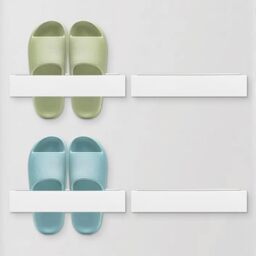 Woobroo Wall Mounted Shoe Rack, 4 Pack Self Adhesive Wall Shoe Storage Organiser, White Over The Door Shoe Holder for Home, Caravan, Motorhome