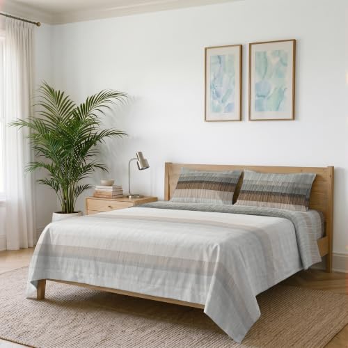 Italian Bed Linen Infinity Non Iron Duvet Cover Set - Double bed, microfibre, top sheet 240 x 270 cm, fitted sheet 170 x 200 cm, pillowcases 50 x 80 cm, earth