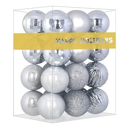 "Christmas Balls Ornaments for Xmas Tree-Shatterproof Christmas Tree Decorations Large Hanging Ball Silver 2.5"""