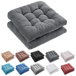 "FABRICASTLE Outdoor Chair Cushions Patio Cushion Premium Comfortable Thick Fill Tufted 19"" x 19"" Floor Wicker Seat Pads, 2 Count (Dark Grey, 2)"