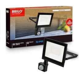 BRILONER - LED Floodlight Outdoor with Motion Sensor, Neutral White, 30W 2700lm, Adjustable, IP65 Dust and Water Resistant, Security Light, Exterior Spotlight, Garden, Garage, 14x19x4 cm, Black