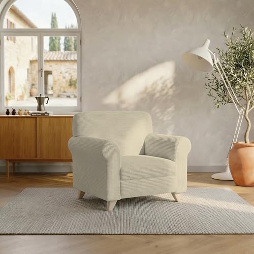 Italian Bed Linen ??? Leslie??? Sofa Cover, 95% Polyester + 5% Elastometer, Cream, 1 Place