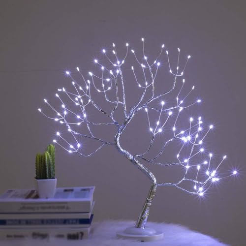 50cm Tree Lamp Twig Tree 108 LEDs Cool White Birch Tree USB/Battery Operated Tabletop Bonsai Tree Wire Tree for Christmas Decorations