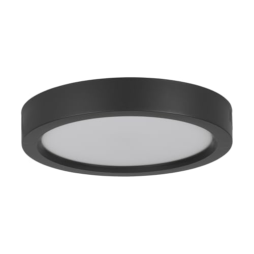 Eglo LED Ceiling Light Fixture Idun-E, Round Hallway lamp, Flush Mount Bedroom Lighting, Black Plastic, Neutral White, Ø 21 cm