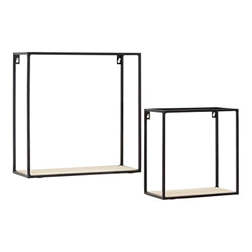 Premier Housewares Wall Mounted Floating Shelf for Kitchen, Living, Bed & Bath Room, Wooden, w40 x d14 x h40cm, Set of 2 - Brixton