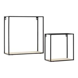 Premier Housewares Wall Mounted Floating Shelf for Kitchen, Living, Bed & Bath Room, Wooden, w40 x d14 x h40cm, Set of 2 - Brixton