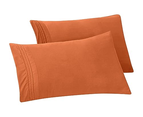 Elegant Comfort Solid Pillowcases 1500 Thread Count Egyptian Quality Microfiber - Smooth Weave, Wrinkle and Fade Resistant, Easy Slip-On, 2-Piece Set, Standard/Queen Pillowcase, Coral