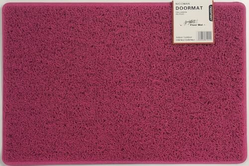 Nicoman Large Outdoor Entrance Jet-Washable PVC Coil Rubber Back Doormat(60x90cm,Pink)