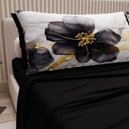 PETTI Artigiani Italiani - Cotton Sheets with Pillowcases in Digital Print, Double Bed Sheet, Double Bed Set, Marble Flower-07, 100% Made in Italy