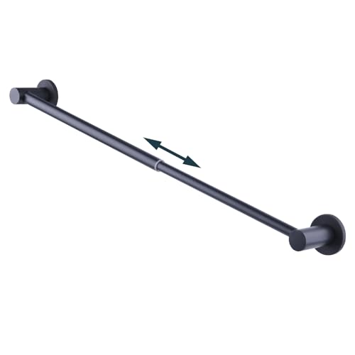 10-18 inches Magnetic Curtain Rod for Metal Door, Adjustable Magnetic Towel Bar for Refrigerator, Magnet Towel Holder Towel Hook Hanger for Kitchen Dishwasher, Laundry Washer, Black, Pack of 1