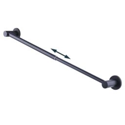 10-18 inches Magnetic Curtain Rod for Metal Door, Adjustable Magnetic Towel Bar for Refrigerator, Magnet Towel Holder Towel Hook Hanger for Kitchen Dishwasher, Laundry Washer, Black, Pack of 1