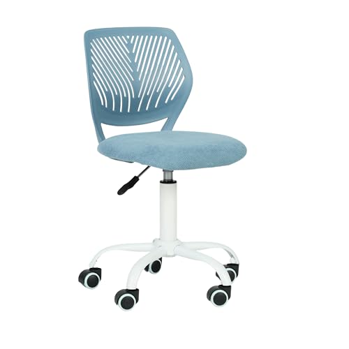 FurnitureR Office Chair Desk Chair Adjustable Height Swivel Fabric Seat Ergonomic Work Chair without Armrest, Molandi Blue