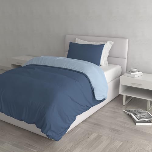Italian Bed Linen Natural Colour Duvet Cover Set, Avio/light blue, Single