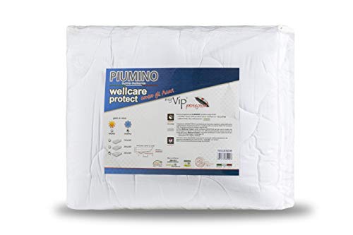 V.I.P. Very Important Pillow Winter Wellcare Quilted Winter Duvet Anti Dust Mite Padding with Soft Carded Fibre with Wellcareprotect Mark (White 200 x 200 cm), Double Size, Made in Italy