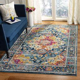 Safavieh Boho Rug for Living Room, Dining Room, Bedroom - Madison Collection, Short Pile, in Teal and Fuschia, 183 x 274 cm