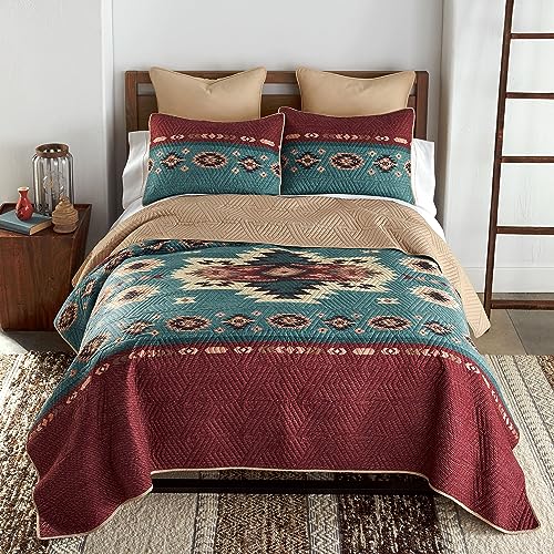Donna Sharp Queen Bedding Set - Apache Southwest Quilt Set, 3 Piece - Includes Quilt and Two Pillow Shams, Machine Washable