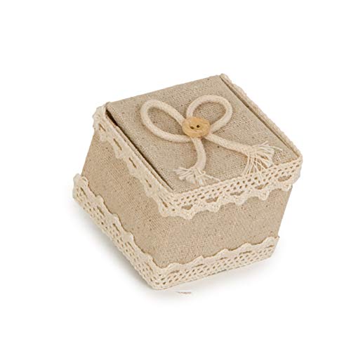 Mopec A486.13 Beige Box with Drawstring and Button, 5 x 4.5 x 5 cm, Pack of 12, Textile, Multi-Colour, One Size,