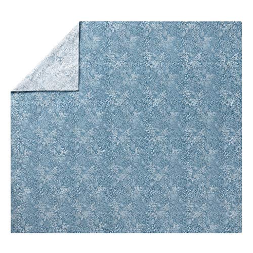 ESSIX Millefeuilles Duvet Cover, Cotton Satin, Emerald Blue, 140 x 200 cm