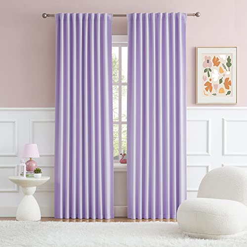 DUALIFE Lavender Room Darkening Curtains, 52x96 Inch, 2 Panels with Rod Pocket, Back Tab and Thermal Insulation