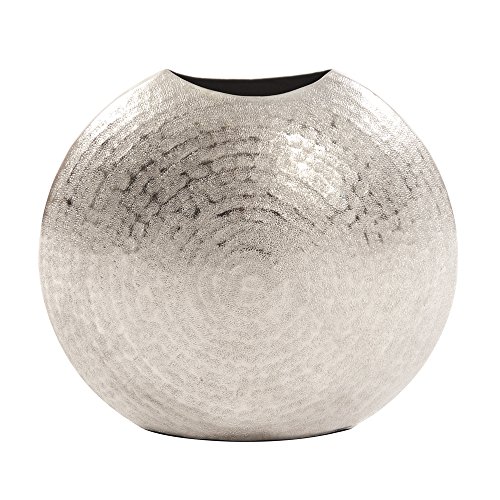 Howard Elliott Frosted Decorative Metal Vase for Centerpiece, Mettalic Silver Accent Table Vase with Hammered Texture for Home, Console Table, Entryway & Living Room, 10.25 x 5 x 10.75 Inch, Small