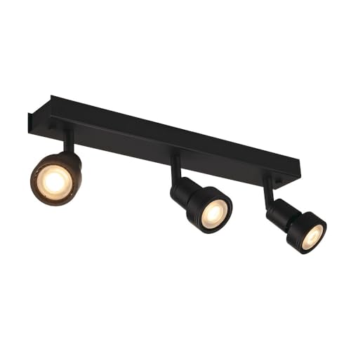 SLV Puri 3 Ceiling Light, mattblack, 3xGU10, max, 3x50W, with Deco Ring, Aluminium, Black, 147380