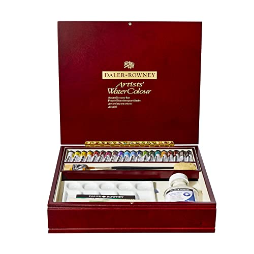 Daler Rowney Artists' Luxury Large Watercolour Box Set 20 x 5ml Colours - Assorted Colours, Complete Professional Watercolour Set, For Professional Artists