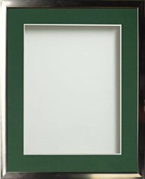 Frame Company Drayton Range Chrome Effect Photo Frame with Bottle Green Mount, 20x16 for image size A3