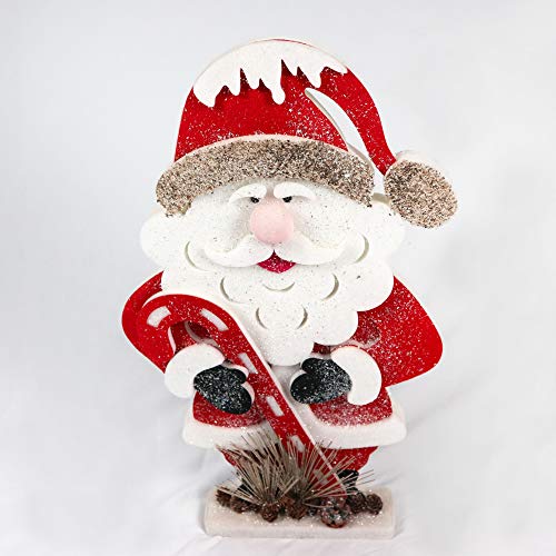 52cm Santa Christmas Tabletop Figures Window Wall Door Holiday Home Xmas Glitter Foam Showpiece Decorations, Red