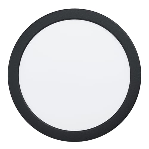 EGLO Fueva 5 Recessed LED Spotlight, Diameter 21.6 cm, Steel LED Spotlight and Plastic Surface, LED Recessed Light in Black, White, Flat Recessed Spotlight, Low Installation Depth 26 mm, Warm White