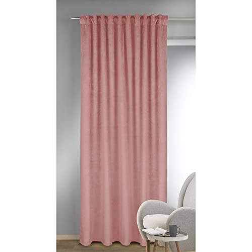 GardinenOutlet Glory Velvet Curtain with Tape or Hidden Tab Tops, Mauve, 96 x 53 Inches