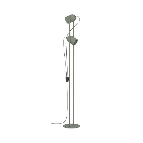Eglo Floor lamp Tilston, floorlamp for Living Room with 2 Adjustable spotlights, Standing Light for Reading, Green Metal, E14 Socket, 142.5 cm