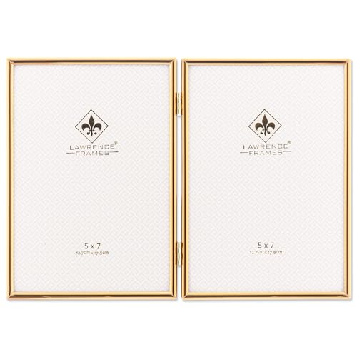 Lawrence Frames Hinged Simply Gold Metal Picture Frame, 5x7 Double