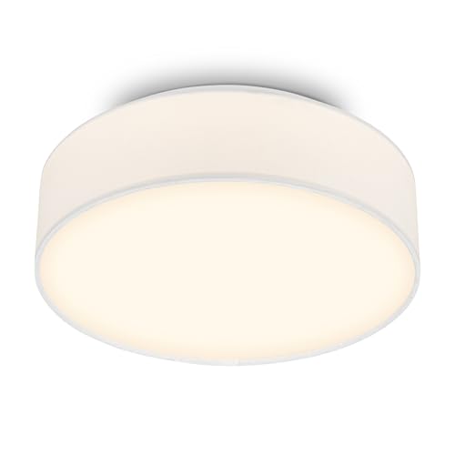 Briloner - LED Ceiling Light with Fabric Shade, 16W 1800lm, 3000K Warm White, Ceiling Lights Living Room, LED Lights for Bedroom, Kitchen Light, 30 x 10.5 cm, White