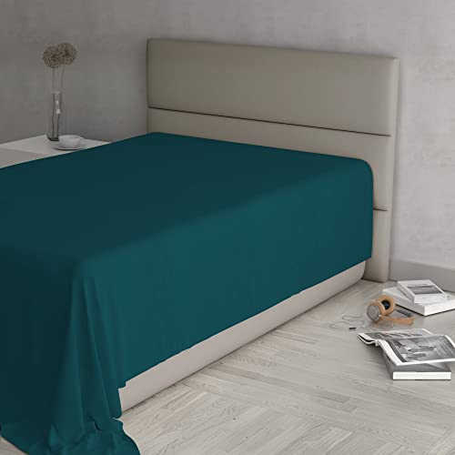 MAX COLOR Top Sheet, 100% Cotton, Plain, Petrol Green, Queen Size 180 x 300 cm