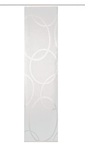 HOME WOHNIDEEN Pinalo 84990 Transparent Sliding Curtain, Linen Voile with Opaque Motif, Scherli Motif, Available in 2 Sizes and 2 Colours (225 x 60 cm, Wool White)