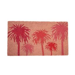 Fisura - Original Palm Trees Coconut Doormat with Non-Slip PVC Backing, dirt trapper door mats indoor & outdoor, home entrance mat, Door Mat Pink, Hand Painted, Dimensions: 70cm x 40cm