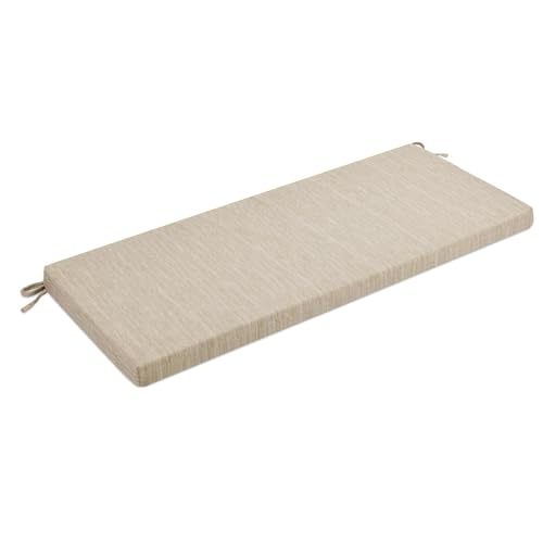 baibu 48 Inch Classic Solid Color Bench Cushion with Ties, Non-Slip Indoor Outdoor Rectangle Bench Seat Cushion Standard Size Foam Pad with Machine Washable Cover - One Pad Only (Beige, 48x16x1.5in)