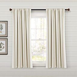 "Lush Decor Farmhouse Stripe Yarn Dyed Eco-Friendly Recycled Cotton Window Curtain Panel Pair, 42"" W x 63"" L, Neutral - Classic Modern Rustic Charm - Eco Friendly Cotton Fabric"