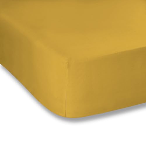 Plain Dyed Mustard Fitted Sheet 105x200 cm 100% Cotton Percale