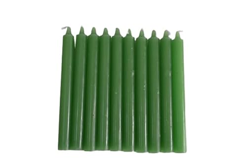 Pack of 10 Colourful Non DRIP Dinner Candles for Less Price - AVILABLE in Purple, Green,Blue,Pink, Orange,White and RED (Green.)